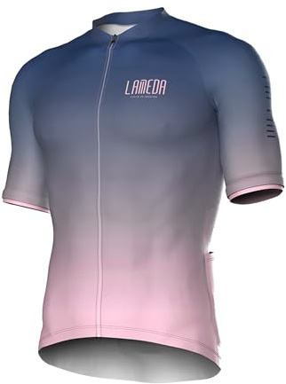 LAMEDA Herren Radtrikot Kurzarm Atmungsaktiv Schnell Trocknend mit 3 Rückentaschen – Rennrad MTB Trikot Sommer