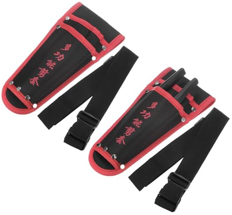 M METERXITY 2-Pack Funda para Tijera de Jardín, Funda Portátil Antideslizante de Lona para Tijeras de Podar con Soporte para Alicate con Cinturón, Estuche para Tijeras de Jardín [Rojo-Negro]