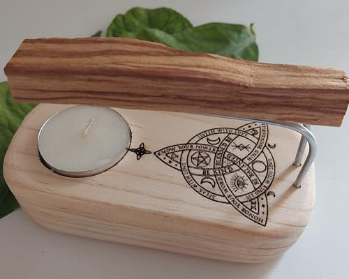 YA-DECOREGALOS Quemador de Palo Santo Nudo de Bruja Antiguo + Varillas + 1 Palo Santo y Vela de te, Elimina Malas ENERGIAS, CREA Ambiente Relajado y de Paz