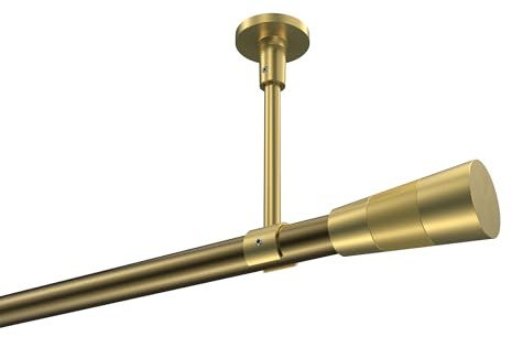 INTERDECO Gardinenstange 20 mm, moderne Vorhangstange aus Metall, Messing Antik mit Messing-Optik, ohne Gardinenringe, zur Deckenmontage, Typ 10193333, 240 cm
