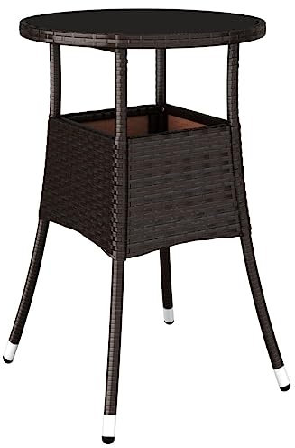 Hovothy Garten-Esstisch Runde Gartentisch Teetisch Multifunktionalen Couchtisch für Essen im Freien für Terrasse Hinterhof oder Garten Gartenmöbelstück Eleganten Design Braun 60x75 cm