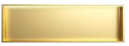 GLFNB Wandnische aus Edelstahl für Dusche mit LED-Licht, eingebettetes Einzelregal, Lagerraumregal, Nische für Heimwerker, Gold (92 x 32 x 12,5 cm)