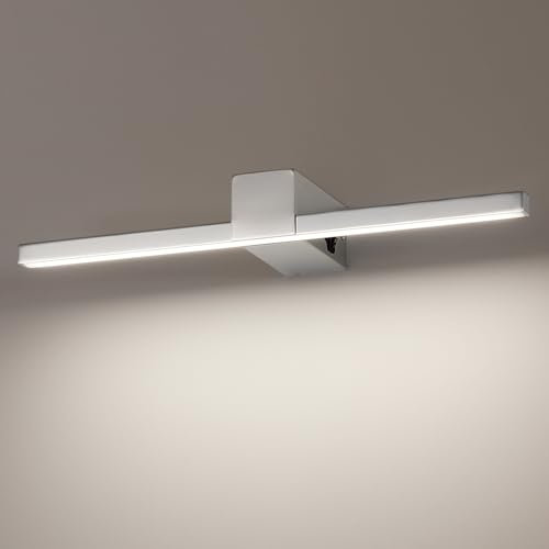 ECOBRT Applique da bagno LED 40 cm, IP20, 12 W, 960 lumen, alluminio, bianco caldo 4000 K, cromato [classe energetica G]