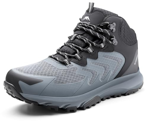 OUTJET Men's Waterproof Hiking Boots Lightweight Comfortable Outdoor Walking Trail Boots Shoes