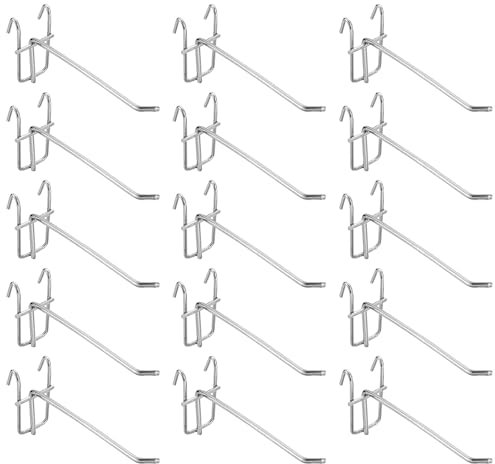 QUARKZMAN 15Pz 5.91 Gancio Pannelli Forati, Gancio per Esposizione Griglia Metallico, Ganci Pannelli Forati per Supermercati, Boutique, Negozi Accessori e Grandi Magazzini (Argento)