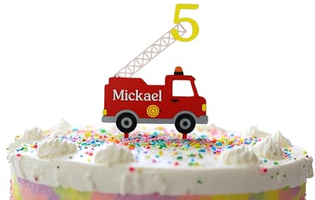 3DKOUPE - Personalisierter Feuerwehrauto: Cake Topper für Kindergeburtstag oder Dekoration