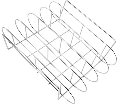 MOBUTOFU Griglia Per Costine in Acciaio Resistente Per Barbecue, Supporto Per Bistecche in Metallo Resistente Al Calore, Ripiano Per Grigliare Le Costolette, Per Picnic e Campeggio