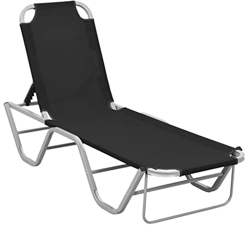 XINCXIN Sonnenliege, Strand Stuhl korbsessel Outdoor gartenstuhl hochlehner relaxliege Wohnzimmer Geeignet für Terrace Camping Outdoors Home Garden Aluminium und Textilene Schwarz