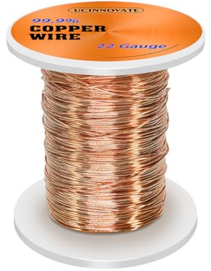 Alambre de cobre puro sólido de calibre 22, 0,6 mm de diámetro, 80 metros de alta conductividad, alambre de cobre desnudo para electrocultura, jardinería, fabricación de joyas, artesanía y proyectos