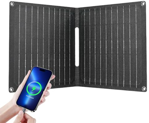 Pannello solare caricatore 30 W, pannelli da campeggio impermeabili pieghevoli, ricarica rapida telefoni e tablet, banca portatile, ideale per backpacking, avventure all'aperto, 41,8 x 20,7 cm