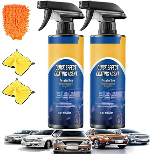 Quick Effect Coating Agent, 120 ml Advanced Car Quick-Acting Coating Agent Spray, 3 in 1 auto, spray per rivestimento auto (2 pezzi)