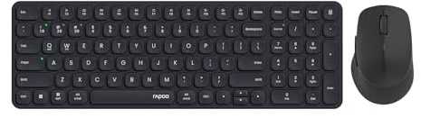 RAPOO 9360M Wireless Keyboard and Mouse Combo for Windows/Mac/Linux/Chrome | 99-Key Ultra-Thin Bluetooth Keyboard w/ Number Pad, M300G Silent Mouse, Support 4 Devices, Quiet, Battery Powered, US Layout