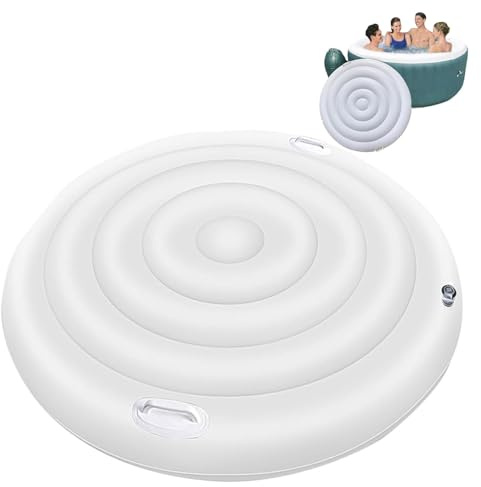 Housse de Spa Gonflable,Couverture de Spa Gonflable Ronde, Couverture de Spa à économie d'énergie pour Spa avec Valve de gonflage et de dégonflage Rapide et Facile (Rond-145CM)