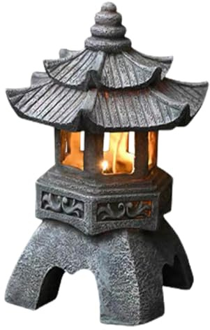 Luces solares de jardín – Faroles decorativos para exteriores, lámparas de piedra vintage | Luz nocturna de estilo torre clásica impermeable, accesorio rústico antiguo alimentado por energía solar