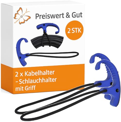 Preiswert&Gut 2 x Verlängerungskabel Organizer mit Griff – wiederverwendbare Kabelhalter für Verlängerungskabel, Schläuche, Seile – Aufhängbar & tragbar, Garten & Camping Zubehör