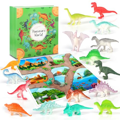 OKYUK Calendrier de l'Avent 2025, 24 Jours Calendrier de l'avent Dinosaures Enfant avec 16 Dinosaures Uniques, Jouets Dinosaures Surprise de Noël pour Enfants à Partir de 3 ans