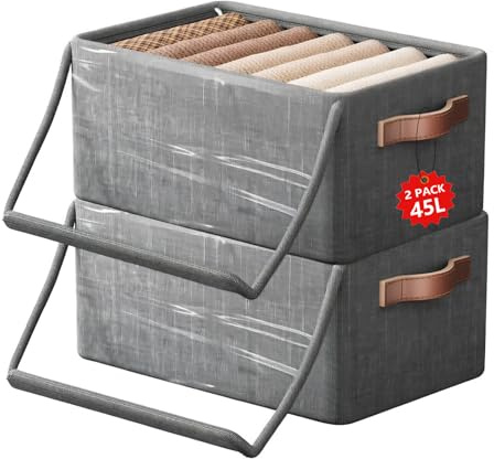 CYchen 2 stycken byrå under sängen, stort täcken, förvaringslåda med lock, tyg kläder förvaring förvaring organisering, garderob, undersäng flyttlådor för kläder, leksaker, sängkläder