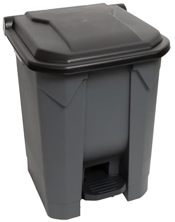 Maya Papelera con Pedal 50 Litros. Con Tapa y Cubo Interior. Polipropileno Reciclado. Para Uso en Interiores y Exteriores. (Negro)