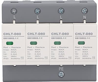 AUNMAS Arrester Device AC Voltage Protective 4P, PC Cover, High Performance Protector 40-80kA Lightning Arrester, with Rail Installation for Residential, Office Building,