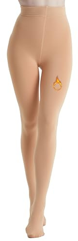 Viozocy Medias Térmicas para Mujer con Forro Grueso de Felpa - Cintura Alta, Opacas y Cómodas para Invierno Color Carne L-XL