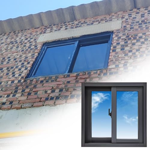 Finestra scorrevole in alluminio con schermo per casa in mattoni, montaggio a incasso finestra in vetro orizzontale (105 x 45 cm), ideale per cantina domestica
