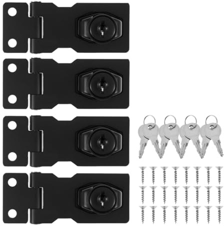 Catenaccio per Porta Set da 4 lucchetti con chiusura a vite in lega di zinco for impieghi gravosi, processo galvanizzazione for mobili bagno e camera letto