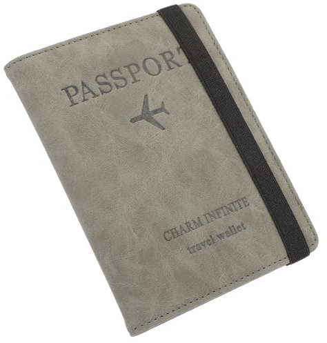 GLSTOY Travel Passport Cover Rfid Blocking Card Protector Pu Leather Multi-card Organizer Holder for Men and Women Convenient Gray Passport Wallet