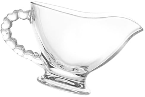 Milisten Saucière en Verre Transparent 120 Ml avec Poignée de Cœur, Pichet à Sauce et Pot à Épices Léger, Bol à Condiments pour Restaurant, Service de Lait et Sauces, Usage Table Cuisine