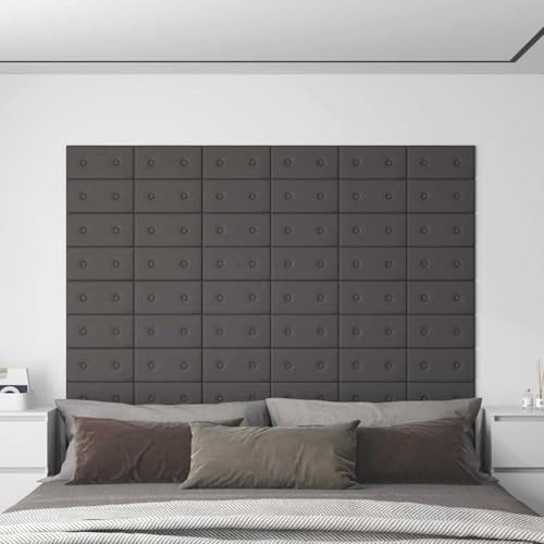 SooIarix Wandkopfteilen 12 Stück Grau Kunstleder 30 x 15 cm modernes rechteckiges Wandpolster Schlafzimmer Wandpaneele selbstklebend Wandkissen Bett für Kinderzimmer