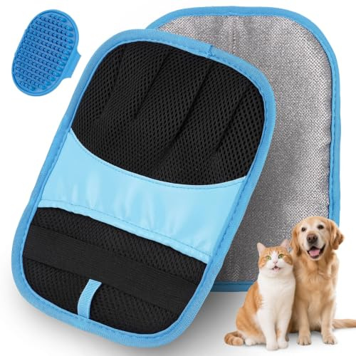 Luckymod 2 Pack Pet Hair Removal Glove & Grooming Brush Set | Reusable Electrostatic Fur Remover For Dogs & Cats, Cleans Furniture, Sofas, Carpets, Clothes And Car Seats Easily