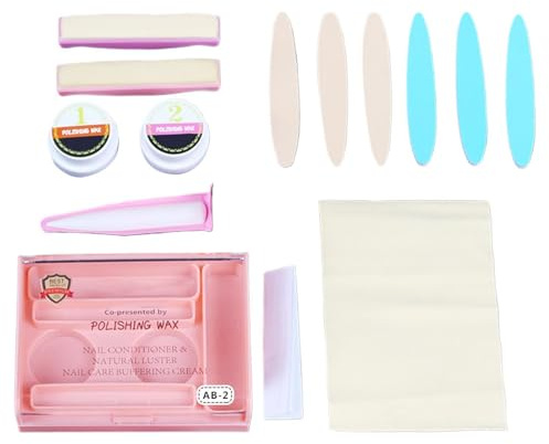 Kit Manucure Japonaise - Set Soin Ongles Polissage Brillant sans Vernis - Outil Renforçant Naturellement pour Ongles Fendillés - Blocs Lissants et Lime Polissoir