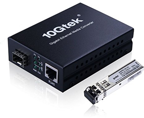 ipolex Gigabit Multi-Mode LC Fiber to Ethernet Media Converter with a SFP-SX Module, 1.25G Fiber to Copper RJ45 Media Converter, 1000Base-SX to 10/100/1000Base-TX (850-nm, 550m@OM2OM3MMF) 1-Pack.