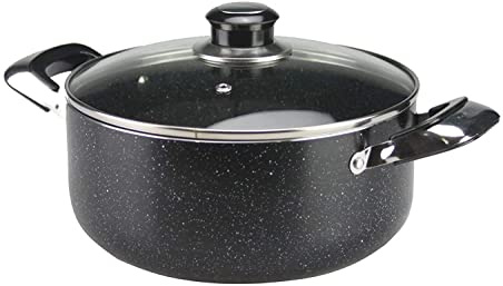 Mastercook Non Stick Casserole with Glass Lid 20cm/22cm/26cm Marble Finish Heavy Duty Round Ceramic Non Stick Coating Aluminium Casserole Pot Pan Dish with Double Bakelite Handles (36cm)