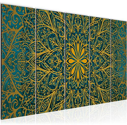 Runa Art Bild Mandala Abstrakt Wandbilder auf Vlies Leinwand 5 Teilig Wanddekoration Wohnzimmer Schlafzimmer 107456b