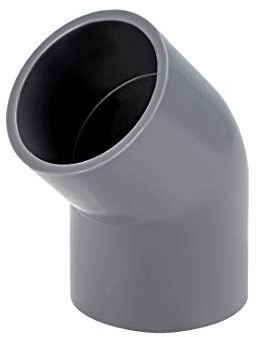 uxcell PVC Pipe Fitting, 40mm Slip Socket, 45 Degree Elbow Connector Gray 2Pcs