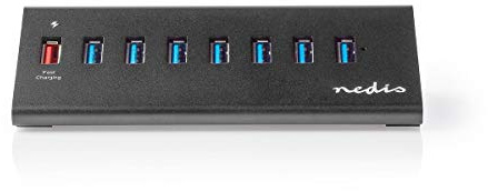 NEDIS USB-Hub USB-Hub - 8-Port - USB 3.0-Stromversorgung - QC3.0 Anschluss - 5 Gbit/s - Externen Netzteil - 2,5-Zoll-Festplatten - Typ C und Micro USB - Aluminium 8-Port 1.45 m, UHUBUP3810BK
