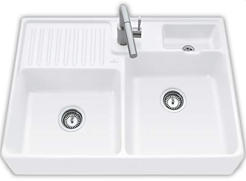 Villeroy & Boch Spülstein Doppelbecken Stone White - 6323 91 RW Keramikspüle