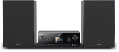 Grundig GHF1030 CMS 5000 BT DAB+ Web Micro HiFi-Anlage (2 x 50 Watt Ausgangsleistung (Digital Audio Broadcasting), 3-Wege-Lautsprechersystem, Bluetooth, MP3-Wiedergabe, USB-Anschluss), Schwarz