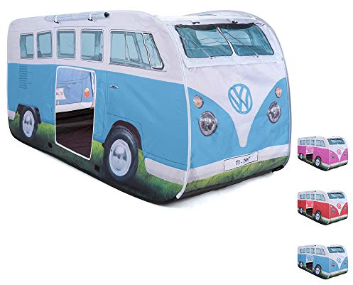 Board Masters - Volkswagen Kinder-Pop-Up-Spiel-Zelt im T1 Bulli Bus Design 165 cm (Bus Front/Blau)