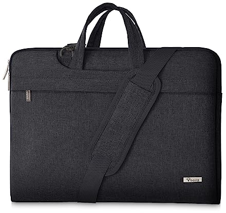 Voova Laptoptasche 17 17,3 17.3 Zoll Leicht Laptop Tasche Notebook Computertasche Kompatibel Macbook Dell Acer Hp Lenovo Wasserdicht Stoßfest Schultergurt Versteckbarer Griff Damen Herren Schwarz