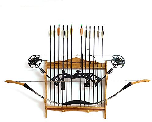 AFexm Waffenregal aus Bambus, 2 Bögen, 12 Pfeilen, verhindert Kratzer, Display-Halter, Bogenpfeil, Wandhalterung, 2 Etagen