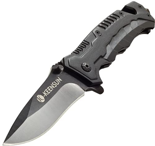 KEENSUN Klappmesser schwarz_2 Einhandmesser Survival Taschenmesser Outdoor Campingmesser Messer