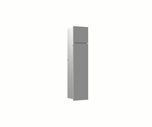 EMCO ASIS PURE Unterputz Bad Schrank für Klobürste, Hochschrank & Badezimmerschrank mit Toilettenpapierhalter und Fach Diamantgrau (matt) 73 cm Unterputz Türanschlag rechts Papierführung unten