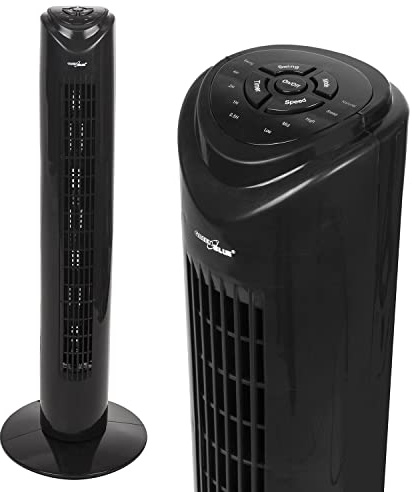 Green Blue GB645 Turmventilator mit Fernbedienung | 3 Modi & 3 Geschwindigkeiten | Oszillation 80° | Timer 7,5h | Leise 53dB | 82 cm Höhe | 45W Standventilator