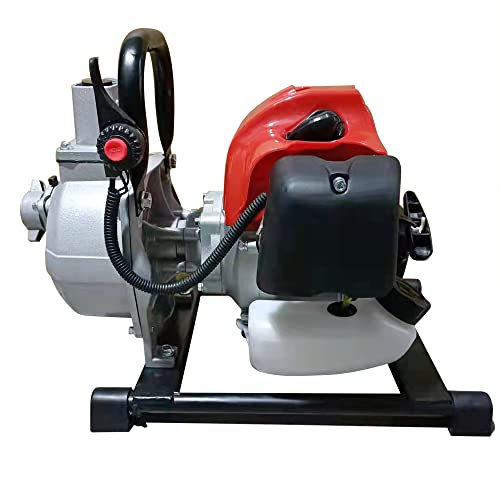 Bomba de agua de gasolina, bomba de agua de gasolina, bomba de jardín, 2 tiempos, barra horizontal, motor de gas de 2 tiempos, 42,5 cc, para huertos, jardines, huertos