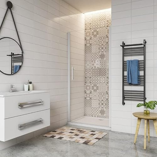 AICA porte de douche pivotante 100x185cm profilé blanc en verre de sécurité et transparent
