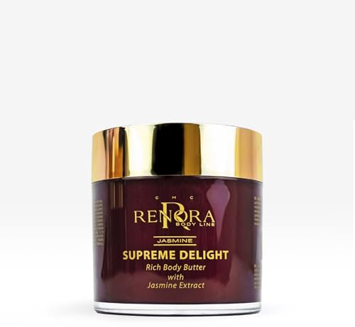 RENORA Natürliche Körperbutter für Frauen mit Mandelöl, Hyaluronsäure & Vitaminen–200 ml Aufgeschlagene Sheabutter-Körperpflege für trockene Haut & langanhaltende Feuchtigkeit