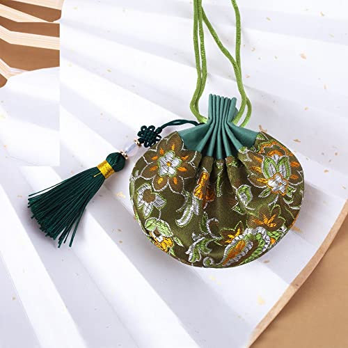 qbodp 4 Stücke Chinesische Duftsäckchen Säckchen,Bestickte Blumenbeutel,Kordelzug,Geschenkbeutel,Leerer Duftbeutel Mit Quaste,Auto-Hängedekoration,3 × 5 Zoll