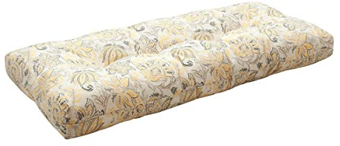 FUNHOME Outdoor Bench Cushion 42 x18 inch with Non-Slip Grips,Water Resistant Porch Swing Cushion,Bench Pillow Pads,Floral Tufted Cushions for Patio Garden Furniture,42 Seat Cushions(Yellow Flower)