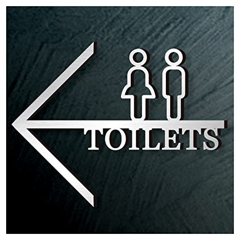 Acryl-Toilettenschild, WC-Richtungsschild, Männer Frauen WC-Schild mit Pfeil, für Büro, Restaurants, Hotels, Supermarktbedarf, Outdoor & Indoor (D)
